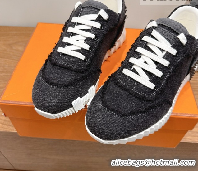 Best Price Hermes Bouncing Sneakers in Fringed H Canvas Grey Black 1222054 2026