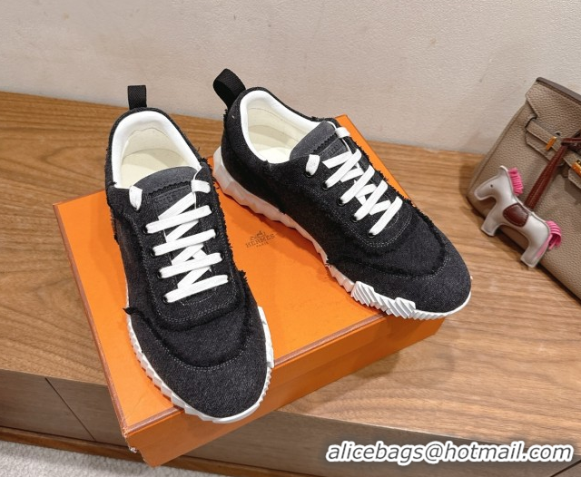 Best Price Hermes Bouncing Sneakers in Fringed H Canvas Grey Black 1222054 2026