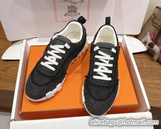 Best Price Hermes Bouncing Sneakers in Fringed H Canvas Grey Black 1222054 2026
