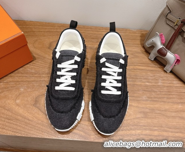 Best Price Hermes Bouncing Sneakers in Fringed H Canvas Grey Black 1222054 2026