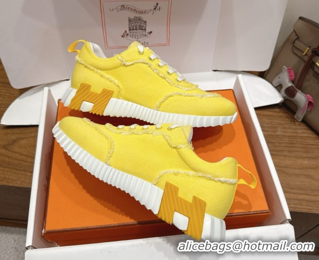 Good Quality Hermes Bouncing Sneakers in Fringed H Canvas Bright Yellow 1222055 2026