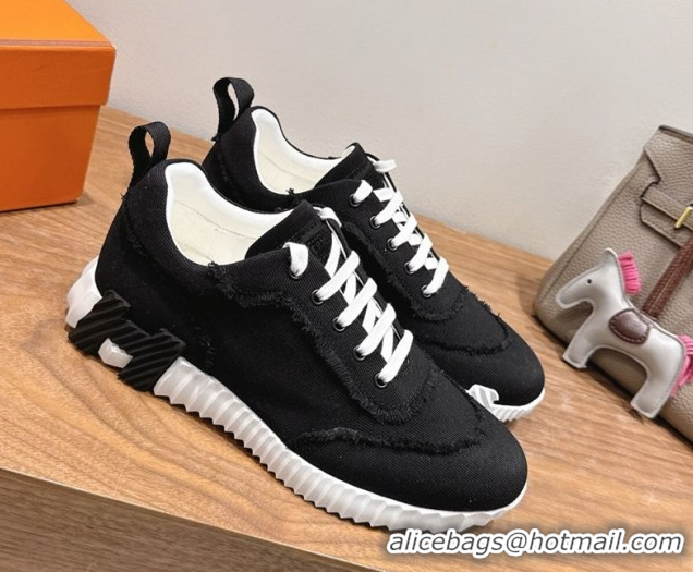 Good Looking Hermes Bouncing Sneakers in Fringed H Canvas Black 1222058 2026