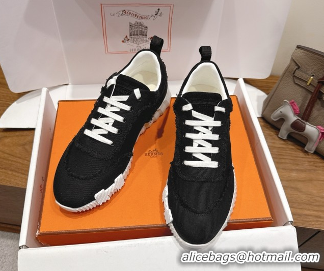 Good Looking Hermes Bouncing Sneakers in Fringed H Canvas Black 1222058 2026