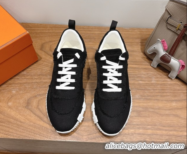 Good Looking Hermes Bouncing Sneakers in Fringed H Canvas Black 1222058 2026
