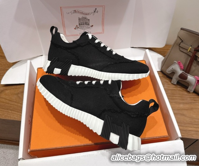 Good Looking Hermes Bouncing Sneakers in Fringed H Canvas Black 1222058 2026