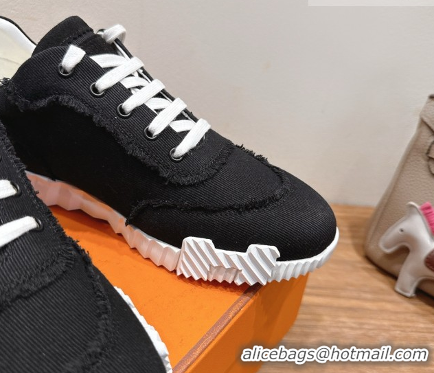 Good Looking Hermes Bouncing Sneakers in Fringed H Canvas Black 1222058 2026