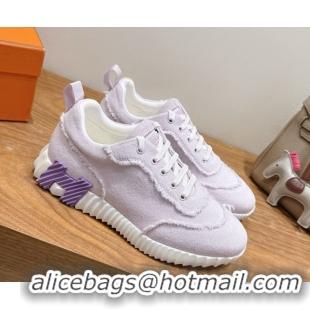 Best Product Hermes Bouncing Sneakers in Fringed H Canvas Light Purple 1222059 2026