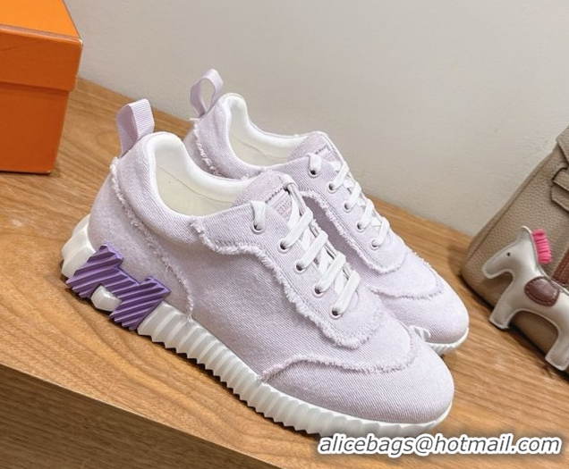 Best Product Hermes Bouncing Sneakers in Fringed H Canvas Light Purple 1222059 2026