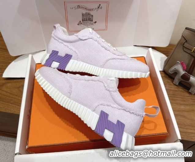 Best Product Hermes Bouncing Sneakers in Fringed H Canvas Light Purple 1222059 2026