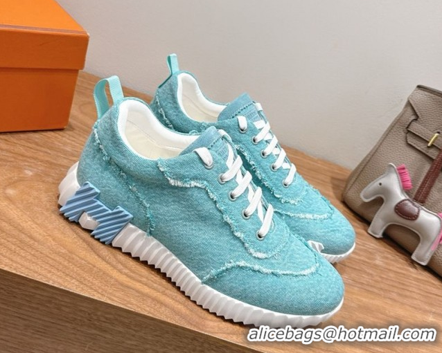 Buy Discount Hermes Bouncing Sneakers in Fringed H Canvas Lake Blue 1222060 2026