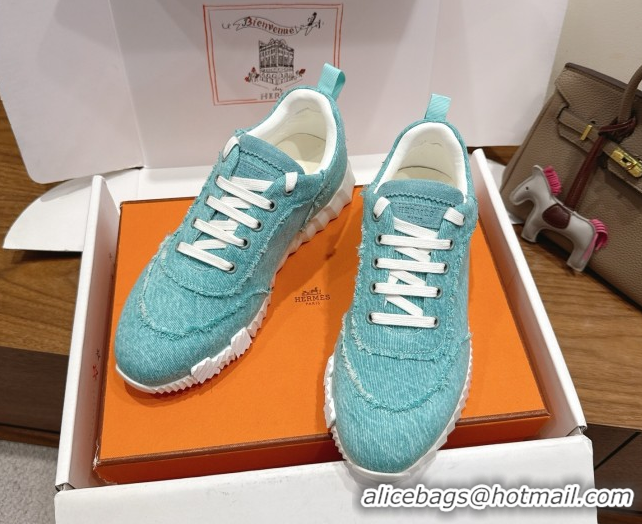 Buy Discount Hermes Bouncing Sneakers in Fringed H Canvas Lake Blue 1222060 2026