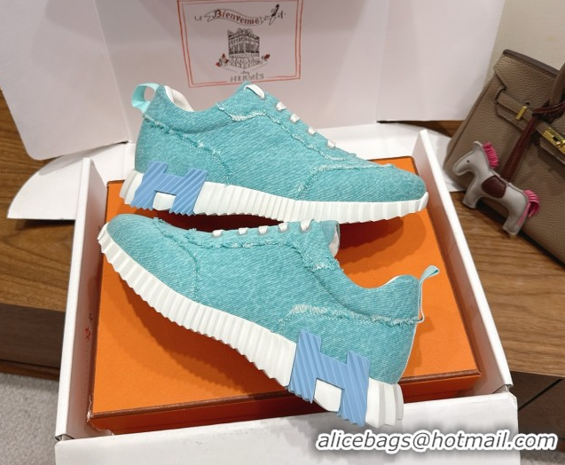 Buy Discount Hermes Bouncing Sneakers in Fringed H Canvas Lake Blue 1222060 2026