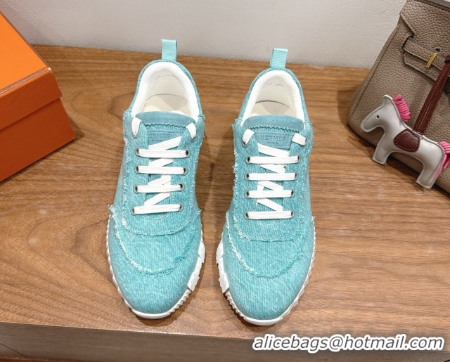 Buy Discount Hermes Bouncing Sneakers in Fringed H Canvas Lake Blue 1222060 2026