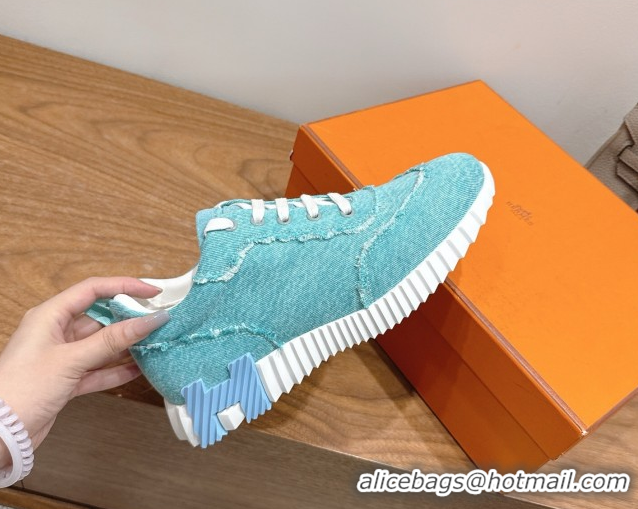 Buy Discount Hermes Bouncing Sneakers in Fringed H Canvas Lake Blue 1222060 2026