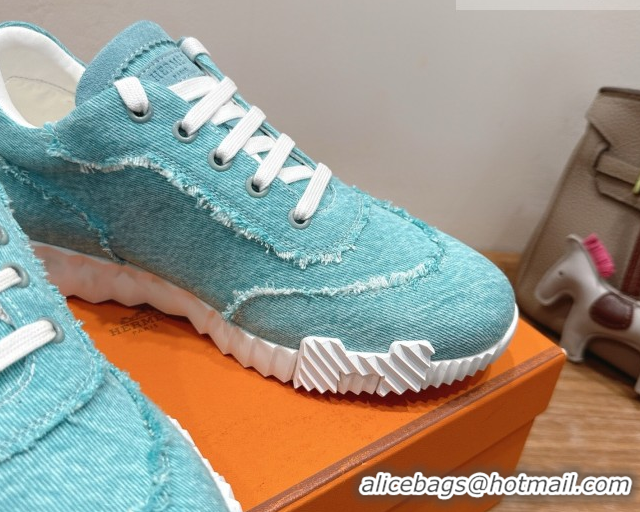 Buy Discount Hermes Bouncing Sneakers in Fringed H Canvas Lake Blue 1222060 2026