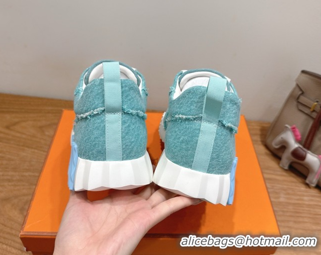 Buy Discount Hermes Bouncing Sneakers in Fringed H Canvas Lake Blue 1222060 2026