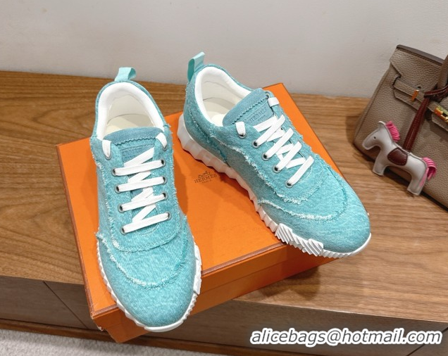 Buy Discount Hermes Bouncing Sneakers in Fringed H Canvas Lake Blue 1222060 2026