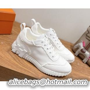 Shop Cheap Hermes Bouncing Sneakers in Fringed H Canvas All White 1222061 2026