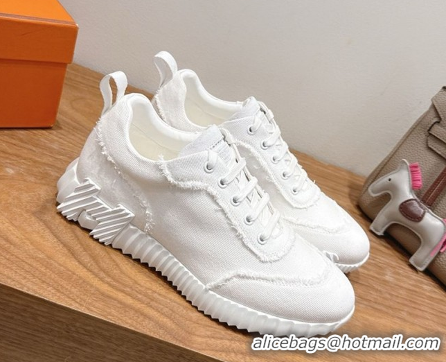 Shop Cheap Hermes Bouncing Sneakers in Fringed H Canvas All White 1222061 2026