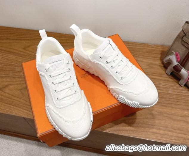 Shop Cheap Hermes Bouncing Sneakers in Fringed H Canvas All White 1222061 2026