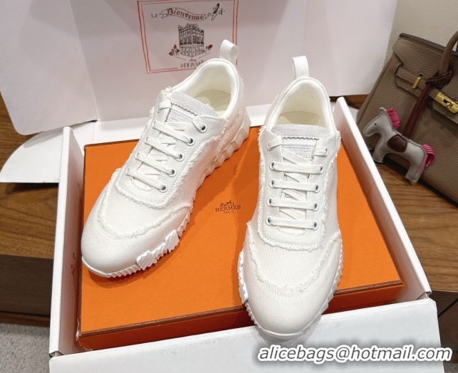 Shop Cheap Hermes Bouncing Sneakers in Fringed H Canvas All White 1222061 2026