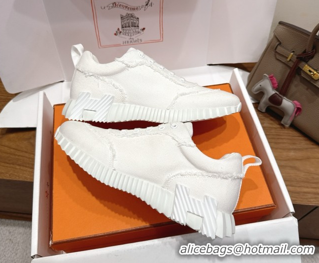 Shop Cheap Hermes Bouncing Sneakers in Fringed H Canvas All White 1222061 2026