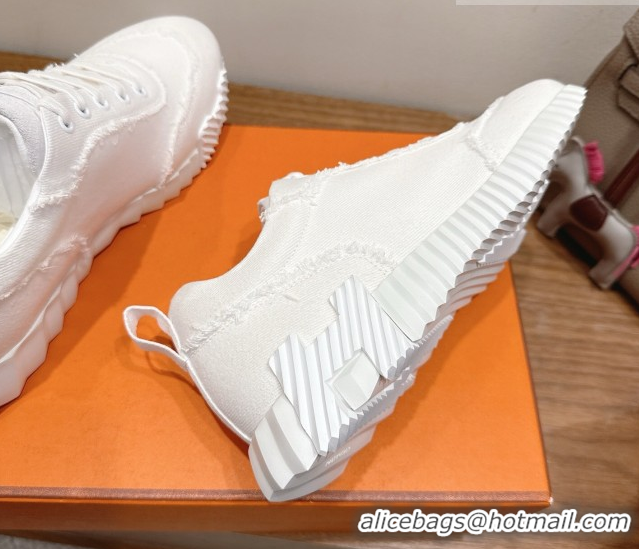 Shop Cheap Hermes Bouncing Sneakers in Fringed H Canvas All White 1222061 2026