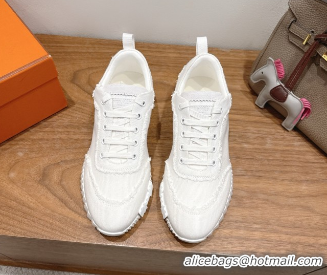 Shop Cheap Hermes Bouncing Sneakers in Fringed H Canvas All White 1222061 2026