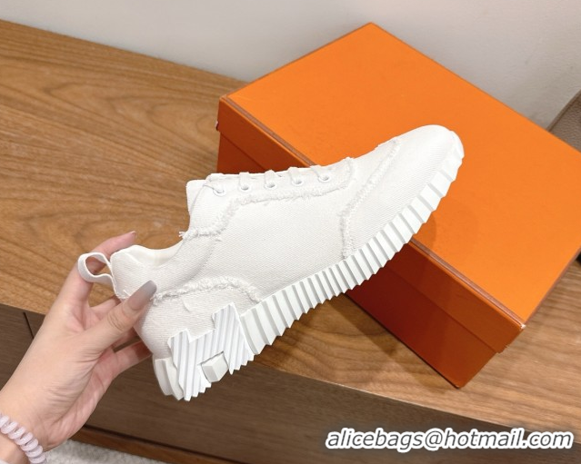 Shop Cheap Hermes Bouncing Sneakers in Fringed H Canvas All White 1222061 2026