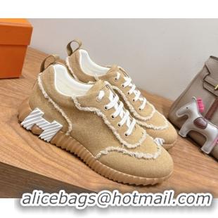Shop Duplicate Hermes Bouncing Sneakers in Fringed H Canvas Beige/White 1222062 2026