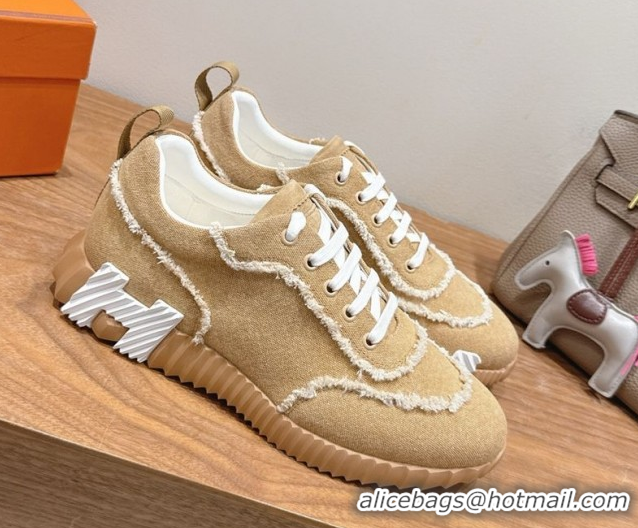 Shop Duplicate Hermes Bouncing Sneakers in Fringed H Canvas Beige/White 1222062 2026