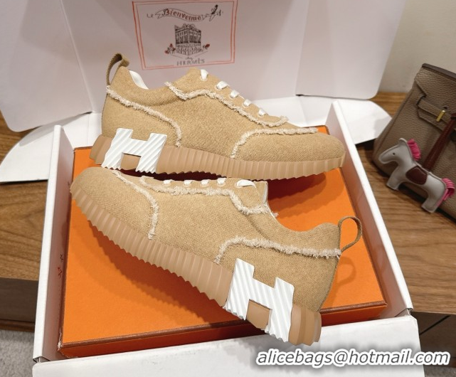 Shop Duplicate Hermes Bouncing Sneakers in Fringed H Canvas Beige/White 1222062 2026
