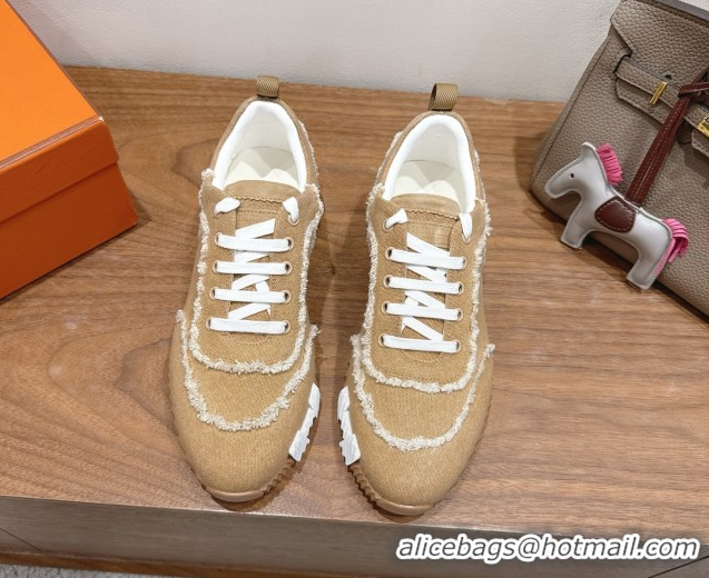 Shop Duplicate Hermes Bouncing Sneakers in Fringed H Canvas Beige/White 1222062 2026