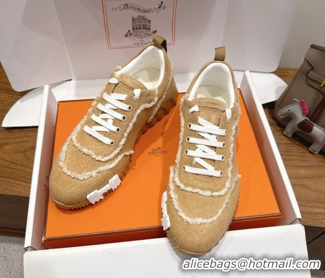 Shop Duplicate Hermes Bouncing Sneakers in Fringed H Canvas Beige/White 1222062 2026