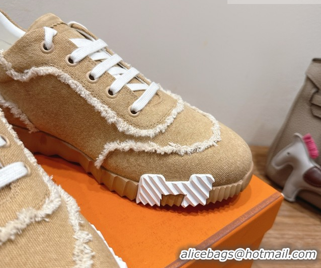 Shop Duplicate Hermes Bouncing Sneakers in Fringed H Canvas Beige/White 1222062 2026
