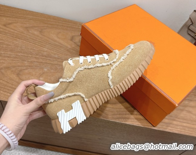 Shop Duplicate Hermes Bouncing Sneakers in Fringed H Canvas Beige/White 1222062 2026