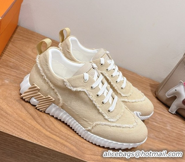 Low Cost Hermes Bouncing Sneakers in Fringed H Canvas Light Beige 1222063 2026