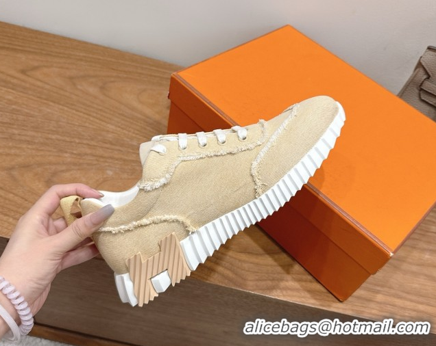 Low Cost Hermes Bouncing Sneakers in Fringed H Canvas Light Beige 1222063 2026