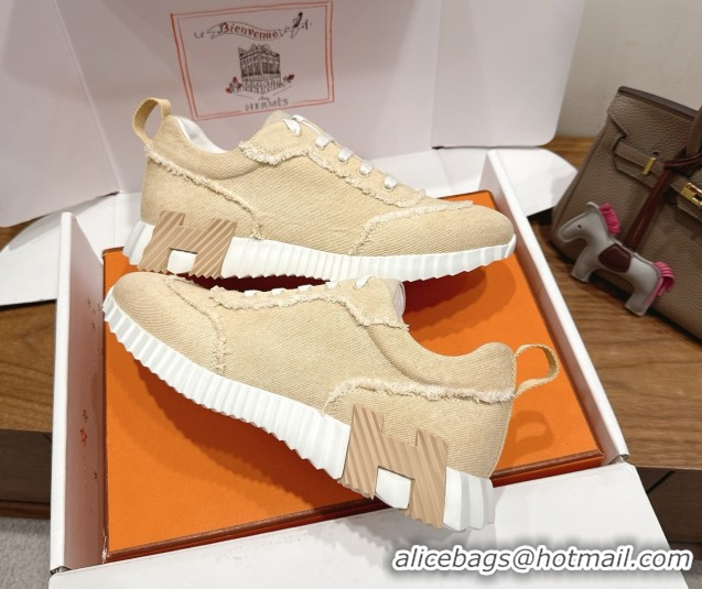 Low Cost Hermes Bouncing Sneakers in Fringed H Canvas Light Beige 1222063 2026