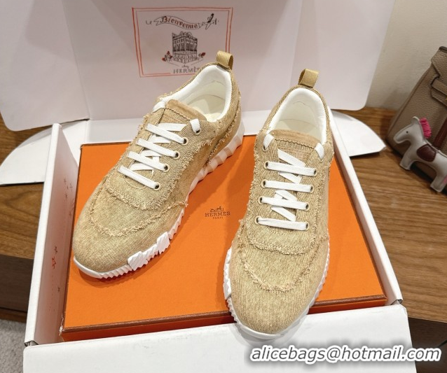 Top Design Hermes Bouncing Sneakers in Fringed H Canvas Beige/Burgundy 1222065 2026
