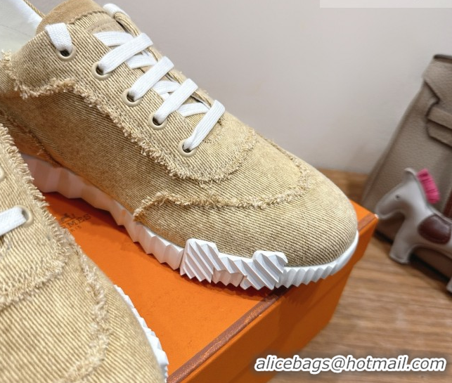 Top Design Hermes Bouncing Sneakers in Fringed H Canvas Beige/Burgundy 1222065 2026