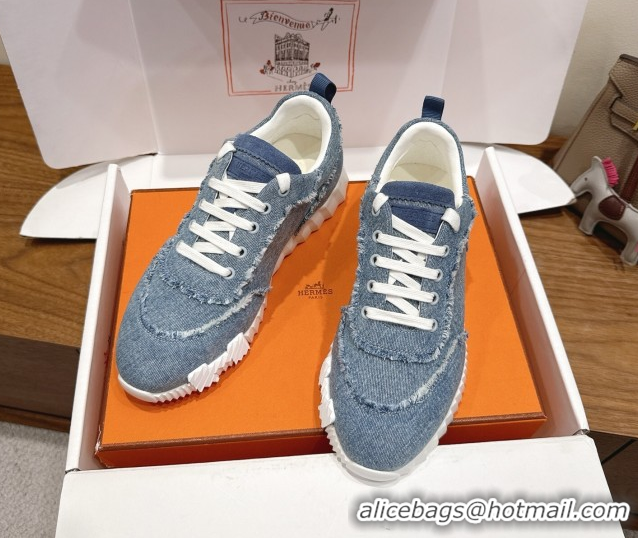 Best Product Hermes Bouncing Sneakers in Fringed H Canvas Light Blue 1222068 2026