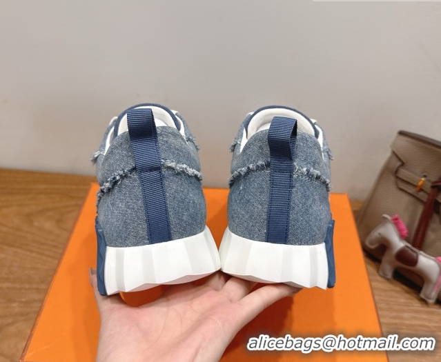 Best Product Hermes Bouncing Sneakers in Fringed H Canvas Light Blue 1222068 2026
