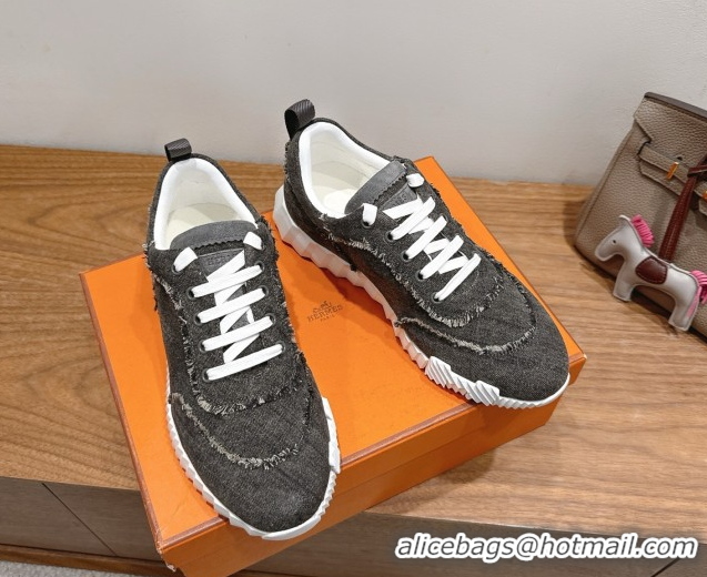 Best Quality Hermes Bouncing Sneakers in Fringed H Canvas Dark Grey 1222069 2026