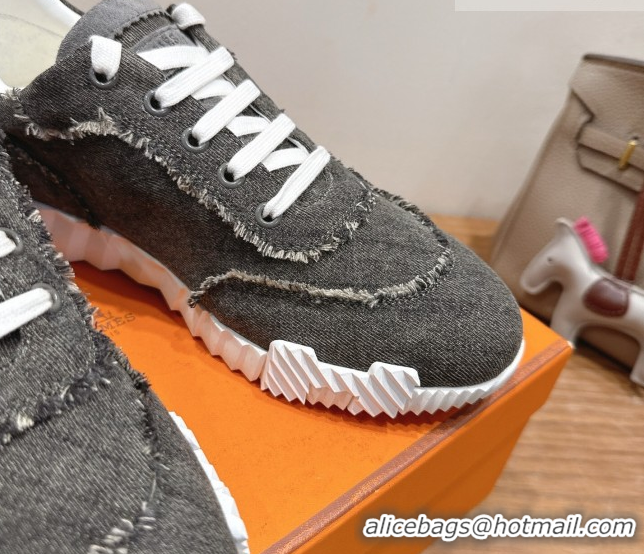 Best Quality Hermes Bouncing Sneakers in Fringed H Canvas Dark Grey 1222069 2026