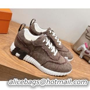 Good Looking Hermes Bouncing Sneakers in Fringed H Canvas Taupe 1222070 2026