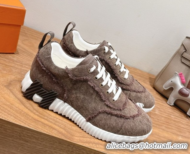 Good Looking Hermes Bouncing Sneakers in Fringed H Canvas Taupe 1222070 2026