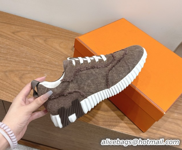 Good Looking Hermes Bouncing Sneakers in Fringed H Canvas Taupe 1222070 2026