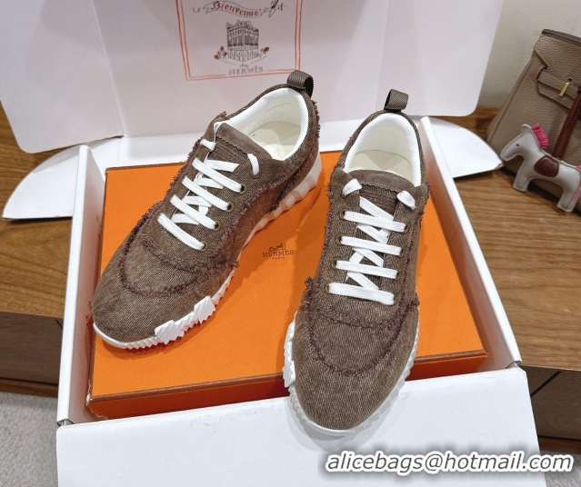 Good Looking Hermes Bouncing Sneakers in Fringed H Canvas Taupe 1222070 2026