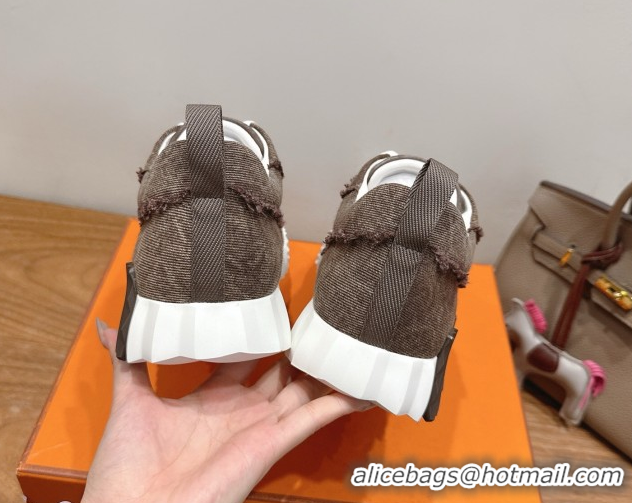 Good Looking Hermes Bouncing Sneakers in Fringed H Canvas Taupe 1222070 2026